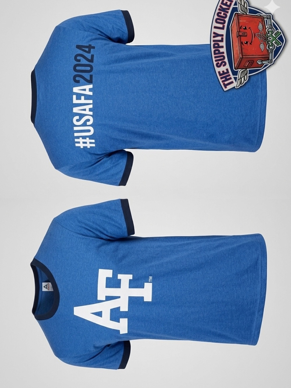 USAF Academy AF Logo Ringer T Shirt Blue #USAFA2024 Men’s